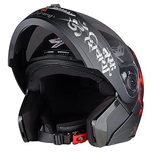 steelbird sba-7 mahadev isi certified flip-up helmet for men and women matt black red medium 580 mm motorcycling