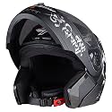 Steelbird Sba-7 Mahadev Isi Certified Motorcycling Flip-Up Helmet For Men And Women (Matt Black White, Large 600 Mm)