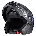 Steelbird Sba-7 Mahadev Isi Certified Flip-Up Helmet For Men And Women (Matt Black Blue, Medium 580 Mm), Cycling