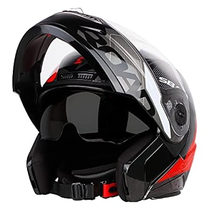 steelbird sba-7 road isi certified flip-up graphic helmet for men and women with inner smoke sunshield