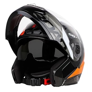 steelbird sba-7 road isi certified flip-up graphic helmet for men and women with inner smoke sunshield
