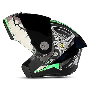 steelbird sba-8 crazy wheel isi certified flip-up helmet for men and women