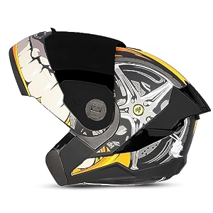 steelbird sba-8 crazy wheel isi certified flip-up helmet for men and women