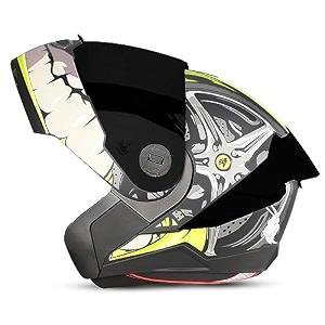 steelbird sba-8 crazy wheel isi certified flip-up helmet for men and women