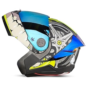 steelbird sba-8 crazy wheel isi certified flip-up helmet for men and women