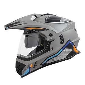 steelbird sbh-13 racer bluetooth off road isi certified motocross double visor full face helmet outer clear visor and inner smoke sun shield