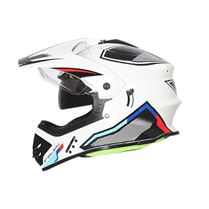 steelbird sbh-13 racer bluetooth off road isi certified motocross double visor full face helmet outer clear visor and inner smoke sun shield