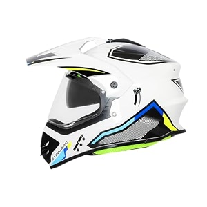 steelbird sbh-13 racer bluetooth off road isi certified motocross double visor full face helmet outer clear visor and inner smoke sun shield