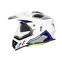 Steelbird SBH-13 Racer Bluetooth Off Road ISI Certified Motocross Double Visor Full Face Helmet Outer Clear Visor and Inner Smoke Sun Shield