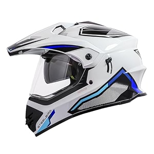 steelbird sbh-13 racer off road isi certified motocross double visor full face graphic helmet outer clear visor and inner smoke sun shield
