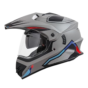 steelbird sbh-13 racer off road isi certified motocross double visor full face graphic helmet outer clear visor and inner smoke sun shield
