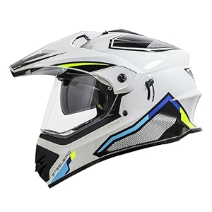 steelbird sbh-13 racer off road isi certified motocross double visor full face graphic helmet outer clear visor and inner smoke sun shield