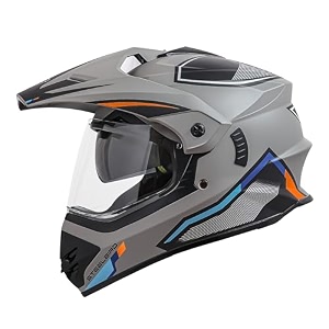 steelbird sbh-13 racer off road isi certified motocross double visor full face graphic helmet outer clear visor and inner smoke sun shield