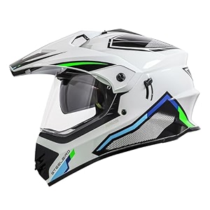 steelbird sbh-13 racer off road isi certified motocross double visor full face graphic helmet outer clear visor and inner smoke sun shield