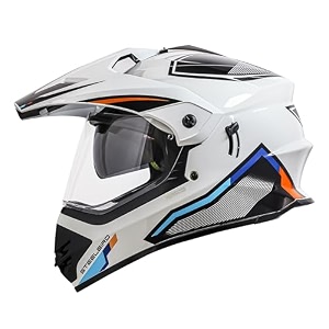 steelbird sbh-13 racer off road isi certified motocross double visor full face graphic helmet outer clear visor and inner smoke sun shield