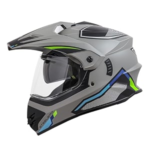 steelbird sbh-13 racer off road isi certified motocross double visor full face graphic helmet outer clear visor and inner smoke sun shield