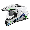 Steelbird SBH-13 Racer Off Road ISI Certified Motocross Double Visor Full Face Graphic Helmet Outer Clear Visor and Inner Smoke Sun Shield