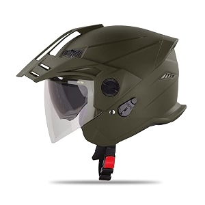 steelbird sbh-23 gt plus open face isi certified motorcycling helmet with inner sun shield with skull cap