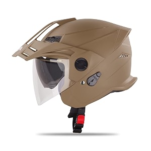 steelbird sbh-23 gt plus open face isi certified motorcycling helmet with inner sun shield with skull cap