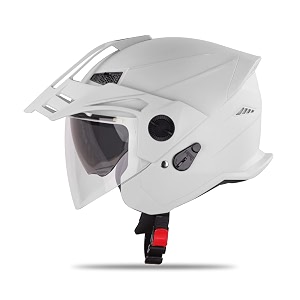 steelbird sbh-23 gt plus open face isi certified motorcycling helmet with inner sun shield with skull cap