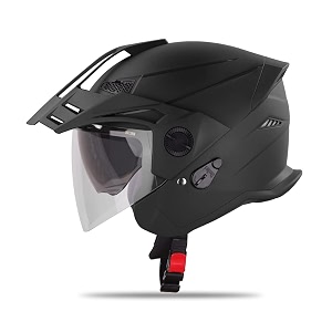 steelbird sbh-23 gt plus open face isi certified motorcycling helmet with inner sun shield with skull cap