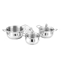 Steelcraft Premium Stainless Steel Induction Bottom AlmoraCookware Family Combo Best for Cook and Serve Set of 3 pc Casserole (14cm, 850ml) (16cm, 1300ml)(18cm, 1800ml) with Glass Lids, Silver
