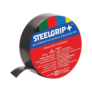 steelgrip electrical tape self adhesive 180cm x 65mm x 0125mm 65 m duct tape black pack of 1