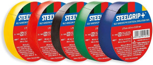 steelgrip pvc tape self adhesive pvc electrical insulation tape pack of 5 black red green blue yellow