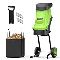 Steelite 15-Amp Electric Wood Chipper, 45L Collection Bag Chipper Shredder, 1.8" Cutting Diameter Mulcher with Max 15:1 Reduction, Dual Steel Blades for Easy Clean up Yard Waste and Branches
