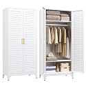 Steeloong 71"Armoire Wardrobe Close,White Wardrobe Cabinet with Hanging Rod