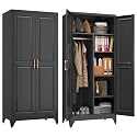 SteeLoong Armoire Wardrobe Closet,71" H Wardrobe Cabinet with Hanging Rod