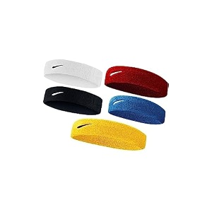 steffer cotton headband sportsgym workoutyoga sweatband-all sports wear headband fitness band unisex pack of 5 redyellowwhiteblackblue