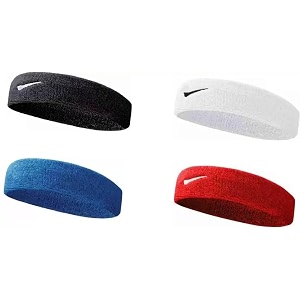 cotton sport headband for men and women - sports headband for workout amp running gym workoutyoga sweatband-all sports wear headband fitness band unisex pack of 4 black white blue amp red