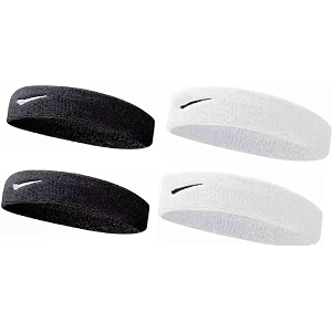 gym headband for men and women - sports headband for workout amp running breathable non-slip sweat head bands for long hair black amp white