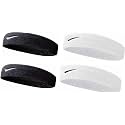 Gym Headband for Men and Women - Sports Headband for Workout &amp; Running, Breathable, Non-Slip Sweat Head Bands for Long Hair (Black &amp; White)