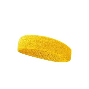 headband sports gym workout yoga sweatband-all sports wear headband fitness band unisex pack of 1 yellow cotton