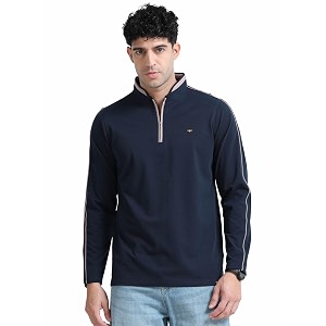 STELLERS Mens Full Sleeve Zipper Henley T-Shirt