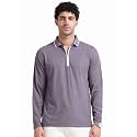 STELLERS Men's Melange Full Sleeve Zipper Polo T-Shirt | Feather Soft Fabric | Breathable | Regular Fit | Quick Dry | Wrinkle Free | Tipping Design