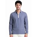 STELLERS Men's Melange Full Sleeve Zipper Polo T-Shirt | Feather Soft Fabric | Breathable | Regular Fit | Quick Dry | Wrinkle Free | Tipping Design