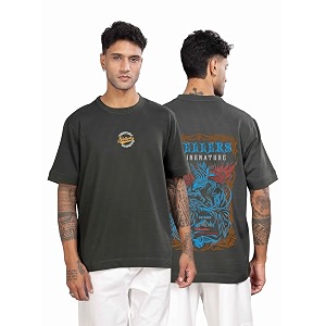 STELLERS Mens Oversized Printed Half Sleeve T-Shirt