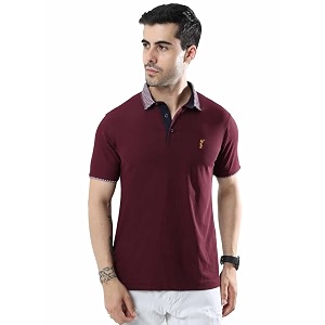 STELLERS Mens Polo T-Shirt Jacquard Collar