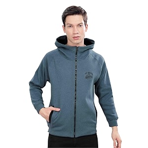 STELLERS Mens Solid Zipper Fleece Hooded Sweatshirt