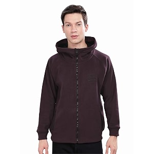 STELLERS Mens Solid Zipper Fleece Hooded Sweatshirt