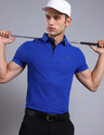 Stellers Solid Men Polo Neck Blue T-Shirt