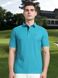 Stellers Solid Men Polo Neck Green T-Shirt