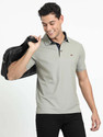 Stellers Solid Men Polo Neck Grey T-Shirt