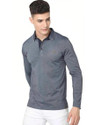 Stellers Solid Men Polo Neck Grey T-Shirt