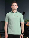 Stellers Solid Men Polo Neck Light Green