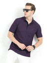 Stellers Solid Men Polo Neck Purple T-Shirt