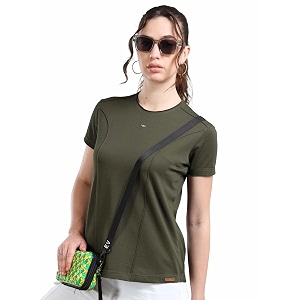 stellers womens spiumo cotton solid crew neck t-shirt regular fit  odour resistant  quick dry  stretchable  lightweight
